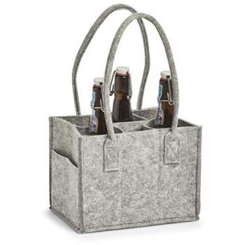 Borsa in feltro per 6 bottiglie con manico 23,5x16,5x39 cm
