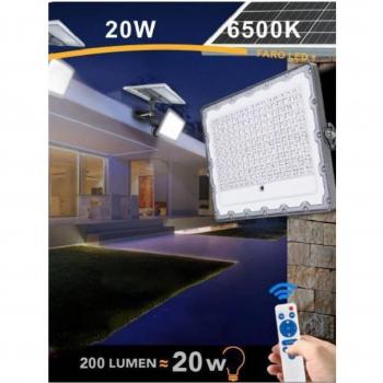 Faro Solare LED 20W con Telecomando e Pannello IP65