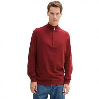 Tom Tailor Maglione a medio spessore in cashmere e cotone, colore burgundy/dark red melange, taglia XL