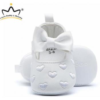 Zapatos Rosa con Diseño de Corazones y Lazos para Niñas, Suela Suave y Antideslizante