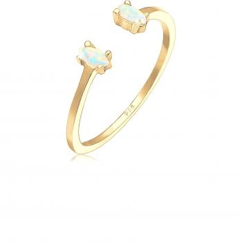Elli Verstellbarer Ring aus 925 Silber mit Opal-Oval