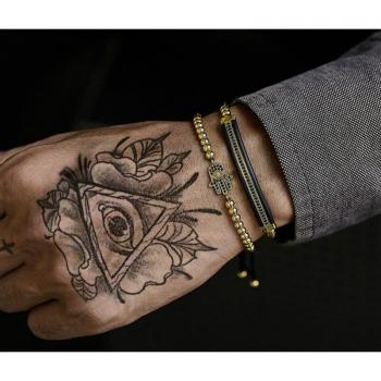 4mm Men's Elbow Hand Charm Bracelet Set