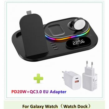 30W RGB Wireless Charger Dock Qi 4 in 1 for iPhone 12 13 Samsung S22 S21 Galaxy Watch 4 Buds 2022