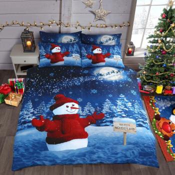 Velosso Glitter Snowman Bedding Kit – Blue, Single Size