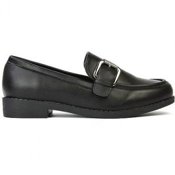 Xy London Kali Buckle Up Loafers – Black, Chunky Footbed
