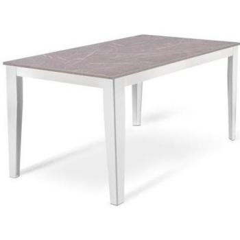 Tavolo melaminico allungabile con base in metallo bianco, finitura antracite