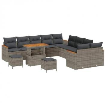 Canapé extérieur 13 pièces avec coussins gris