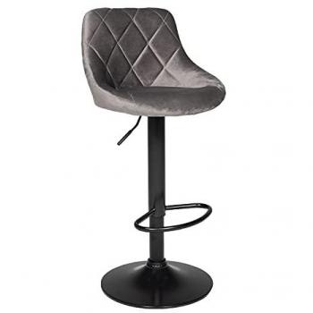 Sgabello da bar elegante in velluto grigio Robin