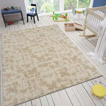 Waschbarer Rutschfester Kinderzimmer Teppich Beige-Creme 160x220 cm
