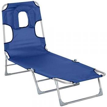 Tumbona Ajustable Plegable para Jardín 182x56x24,5 cm Azul