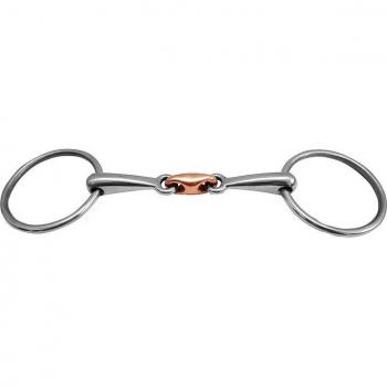 Anneau Snaffle Inox – Double Bouchon Détaché, Chaîne Élliptique Cuivrée