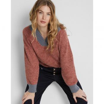 Jersey de mujer con cuello pico y estilo oversized
