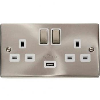 Decorative 13A Ingot 2G Switched Socket with Dual USB Ports