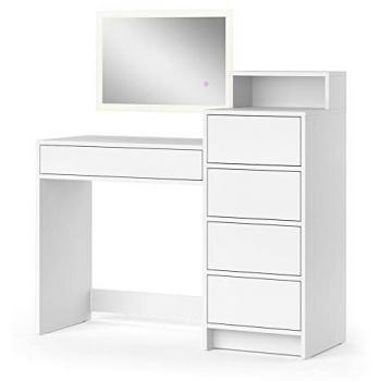 Coiffeuse à maquillage Naara de Vicco, Blanc, 110.5 cm avec miroir LED