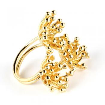 Anello Shabama Deyá Fiore Regolabile in Ottone Placcato Oro