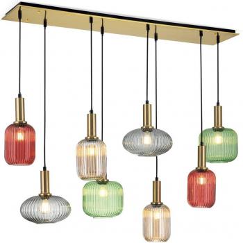 Carneval Suspension, 140 cm, multicolore, 8 lampes en verre