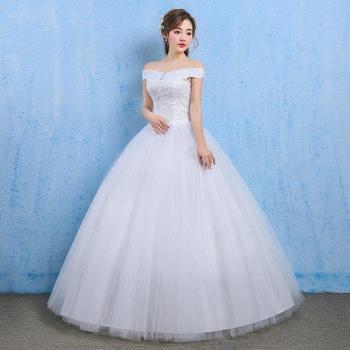 Aus-Schulter Brautkleid mit Kristallen