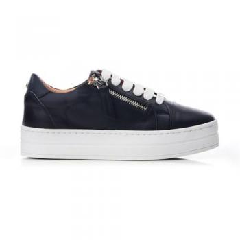 Navy Leather Abbiy Trainers by Moda In Pelle