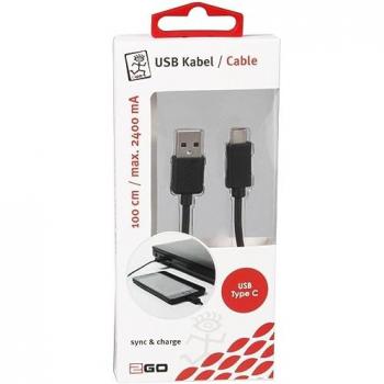 2GO USB-C Schnellladekabel 1m schwarz