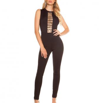 Damen Jumpsuit ärmellos * 34 36 38 * Eleganter Overall mit sexy Dekollté