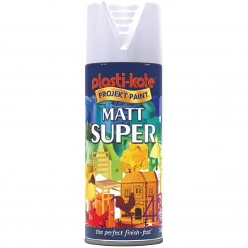 Plastikote Spray Enamel Matt White 400 ml Super