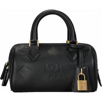 MCM Ella Small Henkeltasche aus Leder in Schwarz