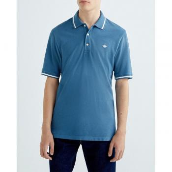 Polo Dockers azul petróleo con rayas marinas