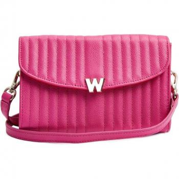 Mimi Pink Leather Crossbody Bag with Wristlet
