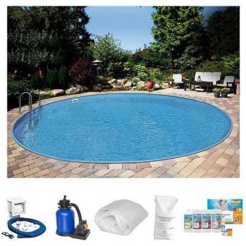 Rundpool CLEAR POOL PREMIUM IBIZA – Weiß, 420 cm Durchmesser, 120 cm Höhe, inkl. Zubehör