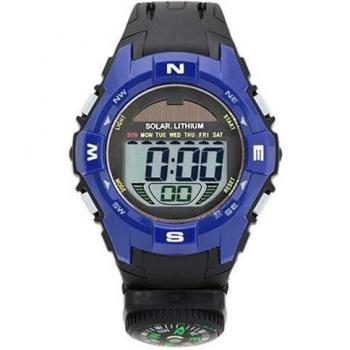 Reloj Negro con Brújula Digital y Llama Solar