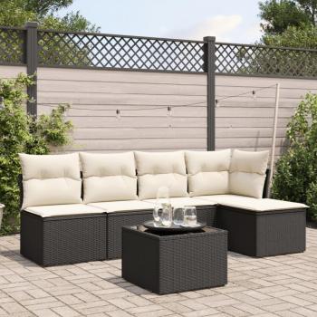 Pack Salon Jardin 6 Mots, Coussins Noirs – VidaXL