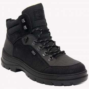 Winterboots RIEKER “Flip Grip” Herren Gr. 43 – schwarz, Lederimitat, Textil, sportlich, Outdoor mit umklappbaren Spikes, TEX‑Membran