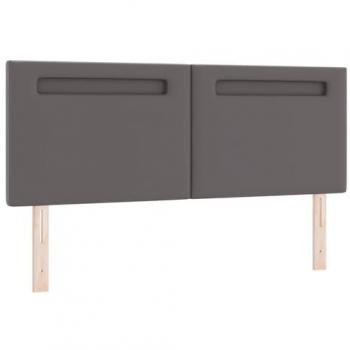 Testiera a Parete Grigio 140 cm con illuminazione LED e rivestimento ecopelle