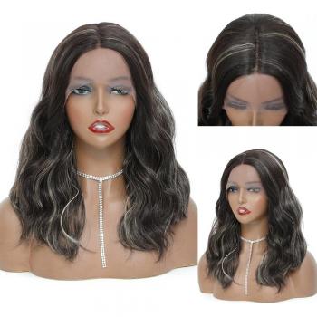 Peluca Negra Ondulada X‑TRESS, 14” y Malla Frontal Natural