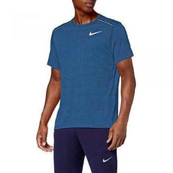 Nike Herren M NK Dry Miler SS Jacquard FF T-Shirt, dk Smoke Grey/Htr/Pacific Blue, M