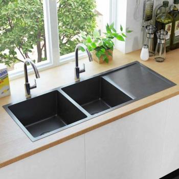 Fornitura Furniture Lavello Lavorato a Mano Nera