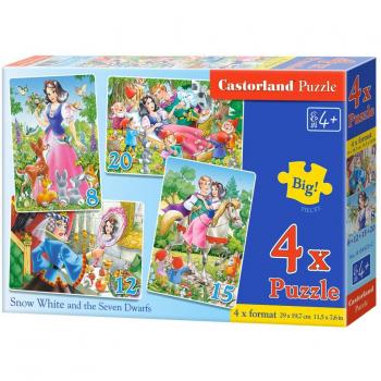 Snow White & The Seven Dwarfs (Schneewittchen) – 4‑faches Klassik‑Puzzle