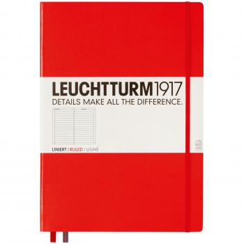 Notizbuch Master Classic von LEUCHTTURM1917 in Rot, 235 nummerierte, linierte Seiten (A4+), Hardcover-Einband