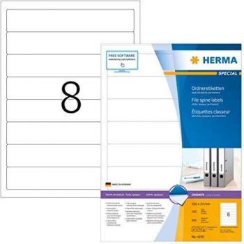 HERMA Étiquettes de Dossier 192 x 34 mm Blanches Opaques 800 Étiquettes