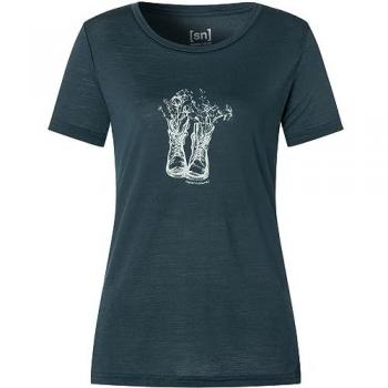 Merinotröje Damen Blueberry, Super Natural Flower Boots Tee – S