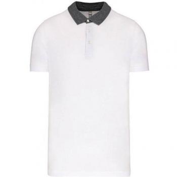 Kariban Herren Kurzarmshirt Jersey-Poloshirt in Grau/Weiß (M)