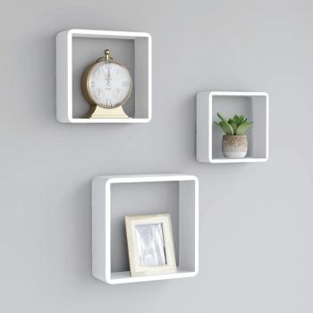 Étagères murales en MDF blanc, forme cube – 3 pièces
