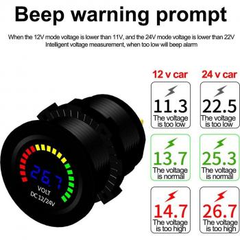Detección de Voltios 12/24 V CC con Alarma y Protección H2O