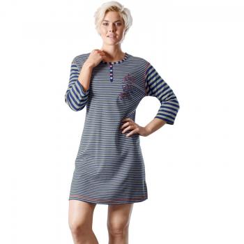 Hajo Damen Nachthemd Interlock Jersey in Blau/Grau, Größe 52/54