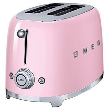 Smeg 50's Retro TSF01PKUK 2 Slice Toaster Stainless Steel in Pink