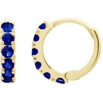 Anello di Blu Safira con Oxidi di Zirconio – Oro Giallo