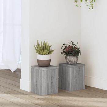 Support double en bois de qualité supérieure, couleur gris – modèle Sonoma