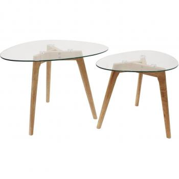 Tables Gigognes en Verre et Bois