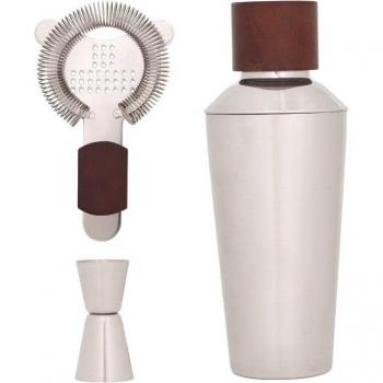 Stainless Steel 3-Piece Martini Cocktail Shaker Set