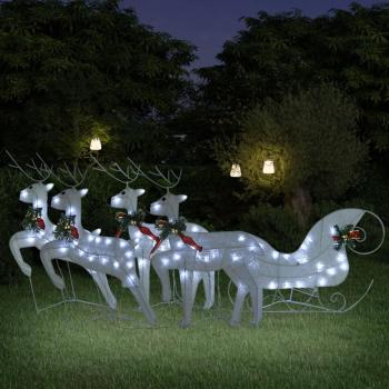 Vidaxl Reindeer & Sleigh Christmas Decoration 100 LEDs Outdoor White